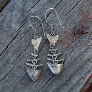 Fish Bone Skeleton Moving Earrings Sterling